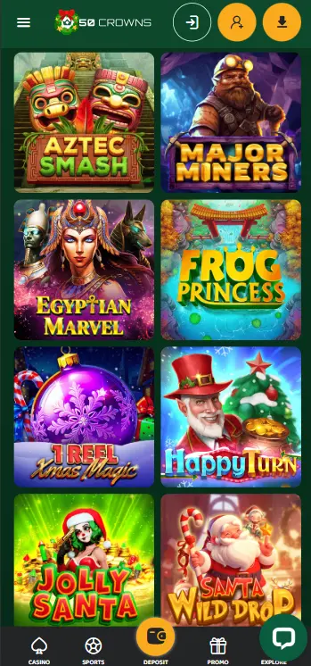 Slots on the 50Crowns App