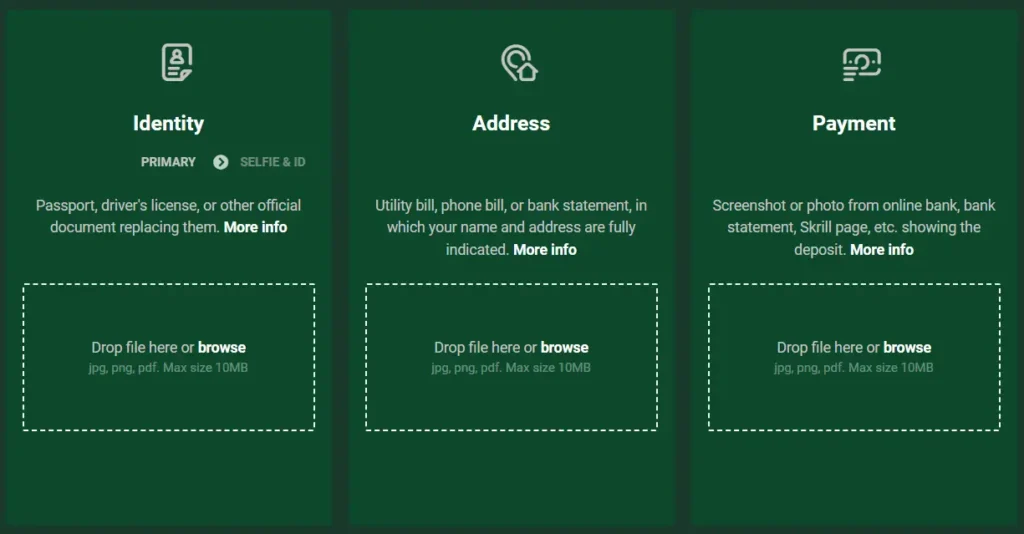 Verification Options after the 50 Crowns Login