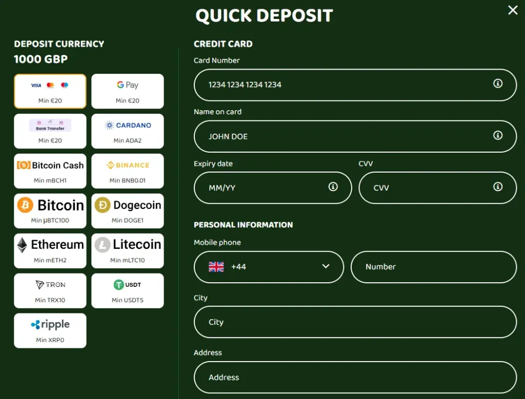 Quick Deposit Form