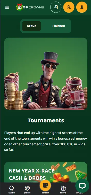 Tournaments Interface on the Mobile