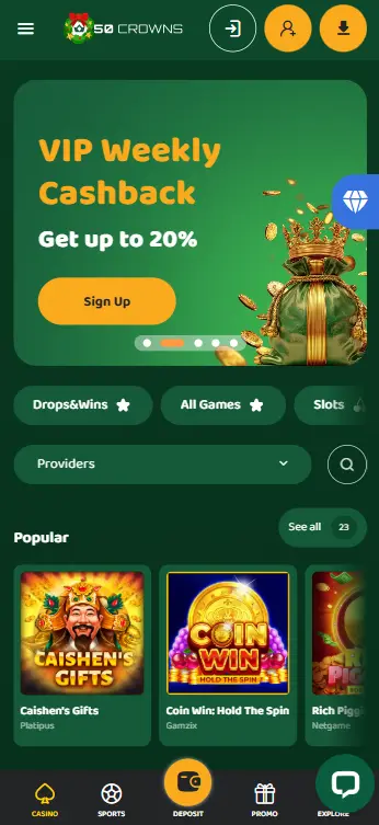 Mobile Version of the Casino
